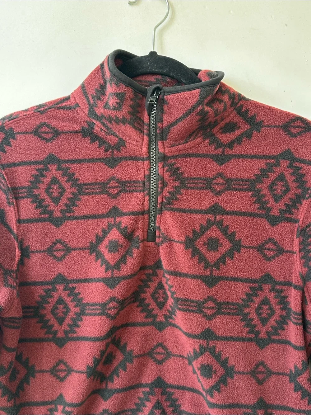 MBX Men's Burgundy Aztec Half-Zip Fleece Pullover